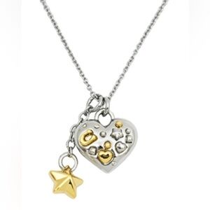 COACH Silver Hearts And Stars Pendant Necklace 18” Chain CAH49 NWT $128 Rare